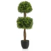 100 cm kunstmatige buxus vormboom 2 bal nep buxus plant cement gevulde plastic pot uv bestendig voor veranda huis 1