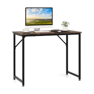 100 x 50 x 77 cm bureau kleine computertafel vergadertafel studietafel werktafel pc tafel metalen frame voor thuiskantoor werkkamer bruin 1