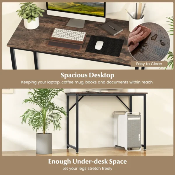 100 x 50 x 77 cm bureau kleine computertafel vergadertafel studietafel werktafel pc tafel metalen frame voor thuiskantoor werkkamer bruin 6