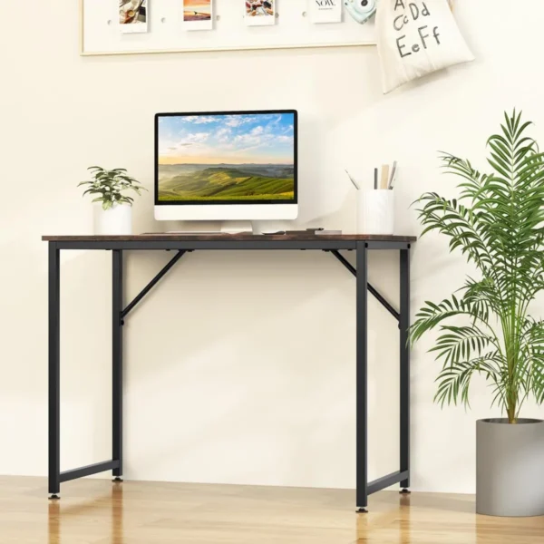 100 x 50 x 77 cm bureau kleine computertafel vergadertafel studietafel werktafel pc tafel metalen frame voor thuiskantoor werkkamer bruin 7