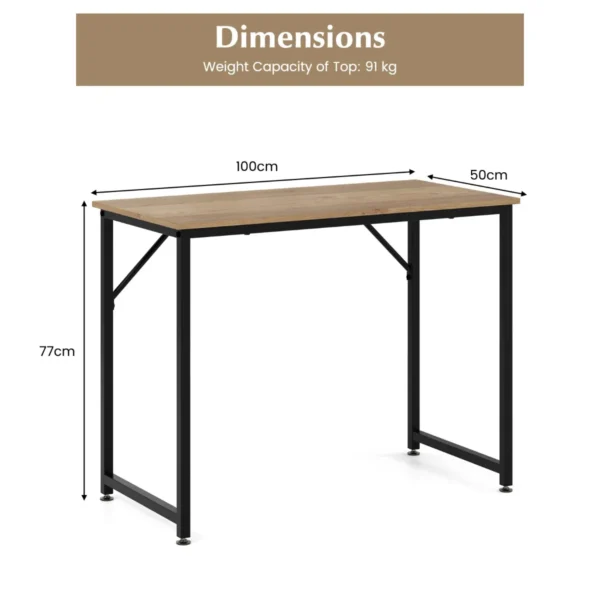 100 x 50 x 77 cm bureau kleine computertafel vergadertafel studietafel werktafel pc tafel metalen frame voor thuiskantoor werkkamer natuur 2