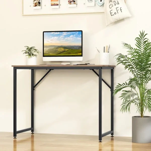 100 x 50 x 77 cm bureau kleine computertafel vergadertafel studietafel werktafel pc tafel metalen frame voor thuiskantoor werkkamer natuur 7