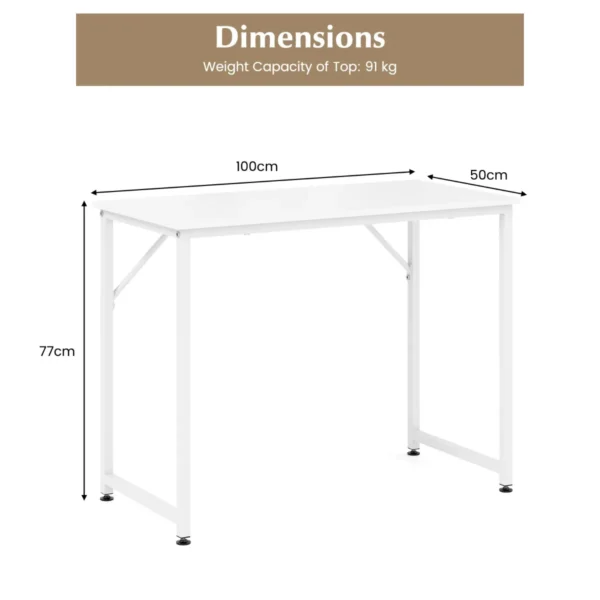 100 x 50 x 77 cm bureau kleine computertafel vergadertafel studietafel werktafel pc tafel metalen frame voor thuiskantoor werkkamer wit 2