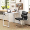 100 x 50 x 77 cm bureau kleine computertafel vergadertafel studietafel werktafel pc tafel metalen frame voor thuiskantoor werkkamer wit 7