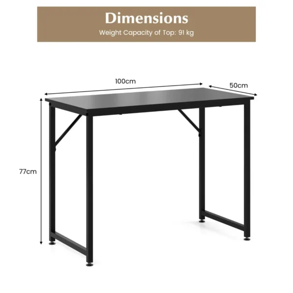 100 x 50 x 77 cm bureau kleine computertafel vergadertafel studietafel werktafel pc tafel metalen frame voor thuiskantoor werkkamer zwart 2