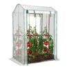 100cm x 81cm x 150cm buitenserre inloopserre met 2 oproldeuren met ritssluiting pe rooster dekking & 8 luchtgaten wit 4