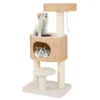 104 cm krabpaal met kattenmand kattenboom met zitstang en platform bed bal sisal krabzuilen kattenkrabpaal beige + natuur 1