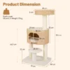 104 cm krabpaal met kattenmand kattenboom met zitstang en platform bed bal sisal krabzuilen kattenkrabpaal beige + natuur 3