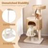 104 cm krabpaal met kattenmand kattenboom met zitstang en platform bed bal sisal krabzuilen kattenkrabpaal beige + natuur 5
