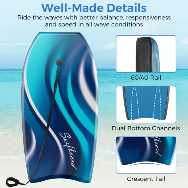 104 cm lichtgewicht bodyboard boogieboard met eps kern voor tieners & volwassenen surfplank voor strand zee & zwembad 4