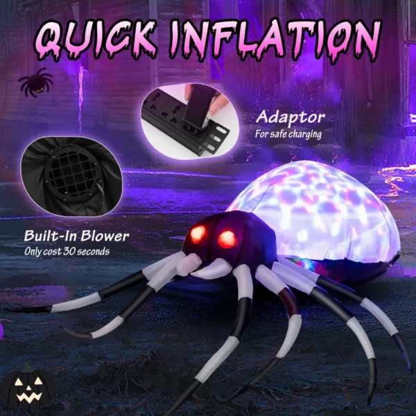 105 cm brede opblaasbare halloween spin met veelkleurige verlichting en blazers spindecoratie voor binnen en buiten 5