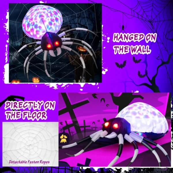 105 cm brede opblaasbare halloween spin met veelkleurige verlichting en blazers spindecoratie voor binnen en buiten 6