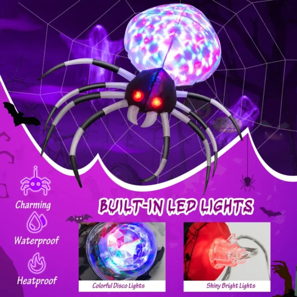 105 cm brede opblaasbare halloween spin met veelkleurige verlichting en blazers spindecoratie voor binnen en buiten 7