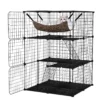 107 cm kattenren met 3 verdiepingen huisdierkooi met comfortabele hangmat afneembare metalen draadkooi voor katten zwart 2