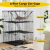 107 cm kattenren met 3 verdiepingen huisdierkooi met comfortabele hangmat afneembare metalen draadkooi voor katten zwart 4