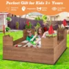 113 x 116 cm zandbak met opbergvakken en vlaggen zandbak met zitbank voor 1 2 kinderen incl. bodemafdekking vanaf 3 jaar bruin 5