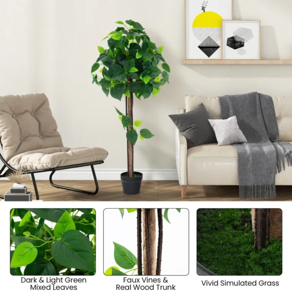 114 cm kunsthortensiaboom namaak zijden boom in pot met echt houten stam realistische bladeren wijnranken namaak kamerplant 5