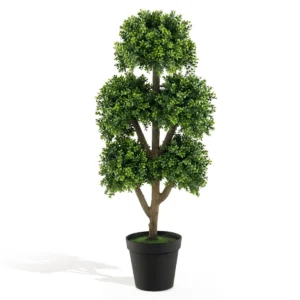 115 cm kunstmatige buxus vormboom met 5 ballen nep buxus plant met cement gevulde pot voor thuis of op kantoor decoratie 1
