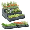 118 x 118 x 61 cm stevige metalen verhoogde plantenbak met 3 niveaus tuinbed met open bodem voor het kweken van groenten fruit 1