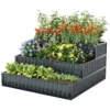 118 x 118 x 61 cm stevige metalen verhoogde plantenbak met 3 niveaus tuinbed met open bodem voor het kweken van groenten fruit 2