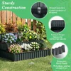 118 x 118 x 61 cm stevige metalen verhoogde plantenbak met 3 niveaus tuinbed met open bodem voor het kweken van groenten fruit 7