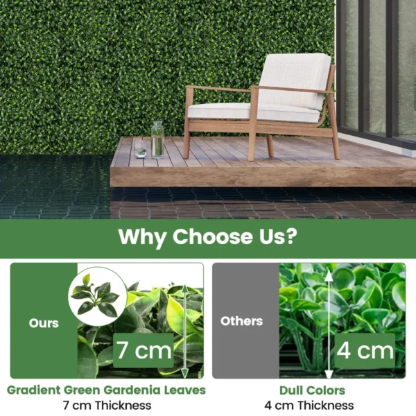 12 kunstgras muurpanelen 50 x 50 cm imitatie gardenia topiary struik panelen muur achtergrond privacy haag 7