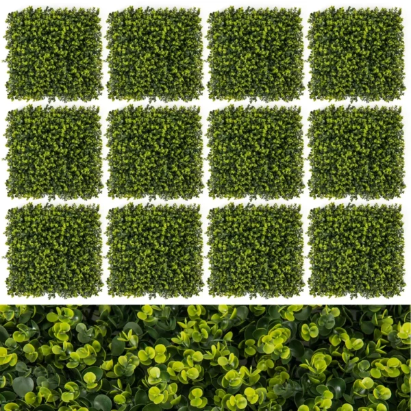 12 kunstgras wandpanelen 50 x 50 cm gras panelen met gebogen structuur oppervlak en 7 cm dikte privacy haag voor binnentuin balkon 2