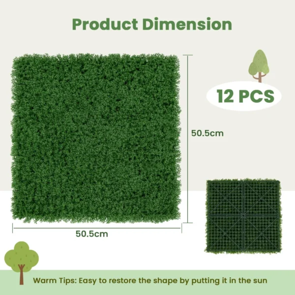 12 kunstgras wandpanelen 50,5 x 50,5 cm synthetische groene foam panelen achtergrond binnen en buiten privacy haag groen 3