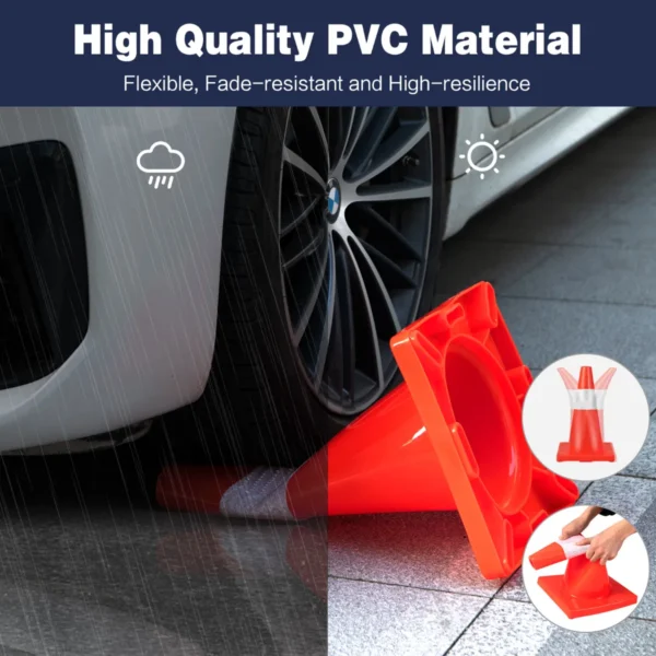 12 stuks opvouwbare kegels veiligheidskegels verkeershoedjes van pvc voor rijtraining parken verkeerscontrole oranje + zilver 4