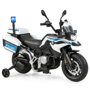 12 v bmw elektrische motorfiets voor kinderen politie met muziek en politielicht kindermotorfiets met 2 steunwielen 3 6 km/u wit 1
