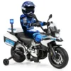 12 v bmw elektrische motorfiets voor kinderen politie met muziek en politielicht kindermotorfiets met 2 steunwielen 3 6 km/u wit 2