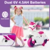 12 v eenhoorn rijdend speelgoed rijpaard met zijwieltjes muziek eénknopsstart en led display gemotoriseerde speel eenhoorn roze 4