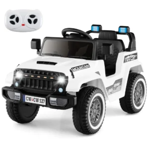 12 v elektrische auto voor kinderen van +3 jaar dubbele motor 3 versnellingen 4 vering langzaam starten en stoppen muziek wit 1