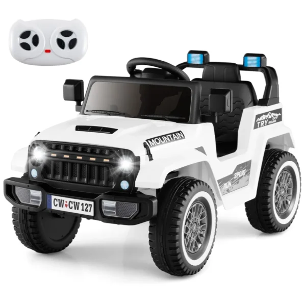 12 v elektrische auto voor kinderen van +3 jaar dubbele motor 3 versnellingen 4 vering langzaam starten en stoppen muziek wit 1