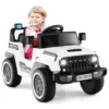 12 v elektrische auto voor kinderen van +3 jaar dubbele motor 3 versnellingen 4 vering langzaam starten en stoppen muziek wit 2