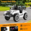 12 v elektrische auto voor kinderen van +3 jaar dubbele motor 3 versnellingen 4 vering langzaam starten en stoppen muziek wit 7