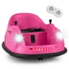 12 v elektrische botsauto voor kinderen op batterijen afstandsbediening led lampjes muziek 360° draaibaar speelgoedauto roze 2