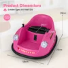 12 v elektrische botsauto voor kinderen op batterijen afstandsbediening led lampjes muziek 360° draaibaar speelgoedauto roze 3