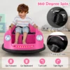 12 v elektrische botsauto voor kinderen op batterijen afstandsbediening led lampjes muziek 360° draaibaar speelgoedauto roze 4