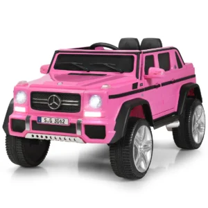 12 v elektrische kinderauto 2 zitplaatsen met led verlichting poort aux usb ouderlijke afstandsbediening roze 1
