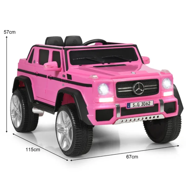 12 v elektrische kinderauto 2 zitplaatsen met led verlichting poort aux usb ouderlijke afstandsbediening roze 3