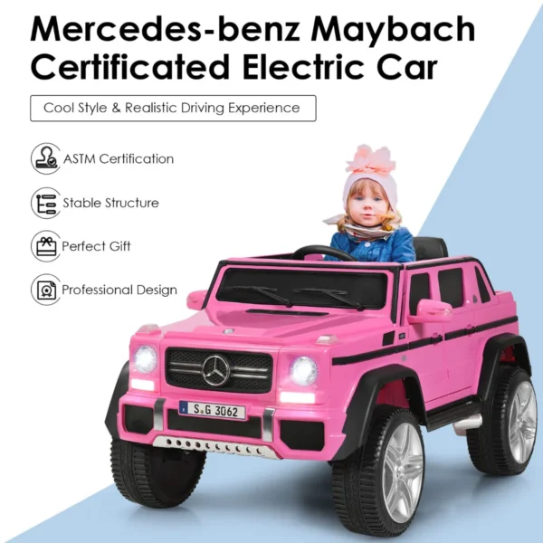 12 v elektrische kinderauto 2 zitplaatsen met led verlichting poort aux usb ouderlijke afstandsbediening roze 4