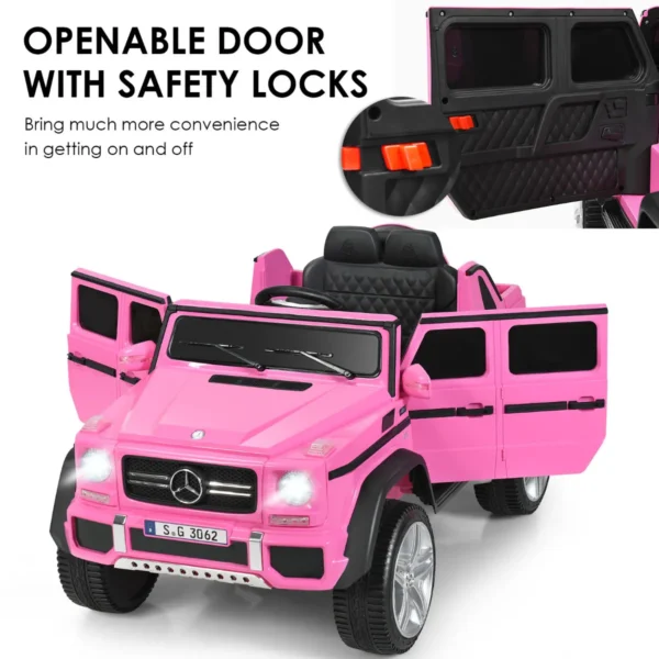 12 v elektrische kinderauto 2 zitplaatsen met led verlichting poort aux usb ouderlijke afstandsbediening roze 5