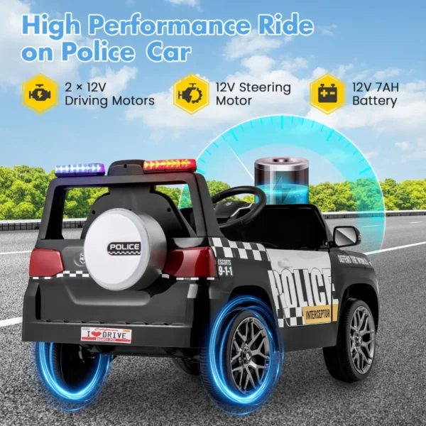 12 v elektrische kinderauto met afstandsbediening draadloze verbinding muziek claxon sirene waarschuwingslicht elektrische auto 5