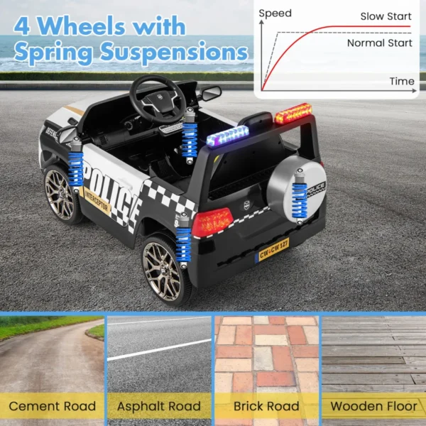 12 v elektrische kinderauto met afstandsbediening draadloze verbinding muziek claxon sirene waarschuwingslicht elektrische auto 7