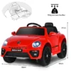 12 v elektrische kinderauto vw beetle kinderauto met muziek en 2 verlichtingsmodi incl. 2,4 g afstandsbediening (rood) 3