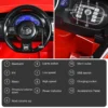 12 v elektrische kinderauto vw beetle kinderauto met muziek en 2 verlichtingsmodi incl. 2,4 g afstandsbediening (rood) 6