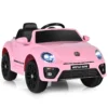 12 v elektrische kinderauto vw beetle kinderauto met muziek en 2 verlichtingsmodi incl. 2,4 g afstandsbediening (roze) 1