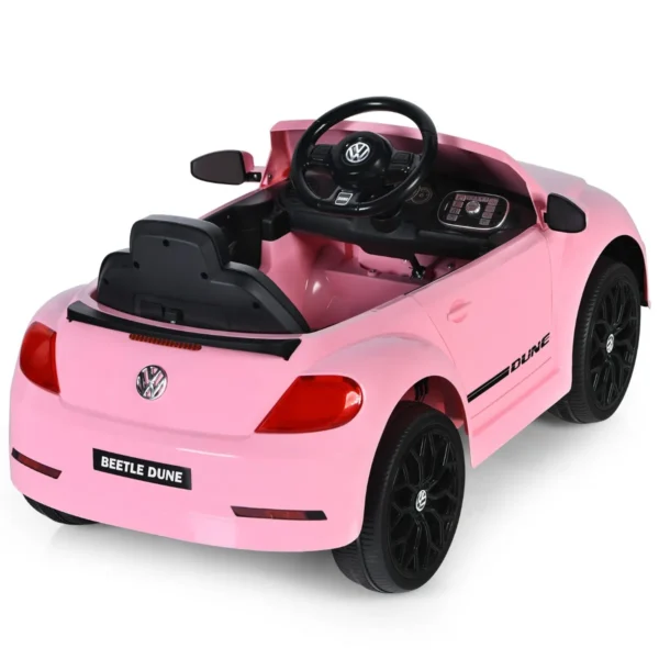 12 v elektrische kinderauto vw beetle kinderauto met muziek en 2 verlichtingsmodi incl. 2,4 g afstandsbediening (roze) 2