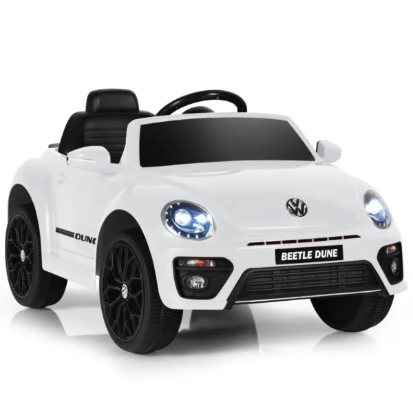 12 v elektrische kinderauto vw beetle kinderauto met muziek en 2 verlichtingsmodi incl. 2,4 g afstandsbediening (wit) 1